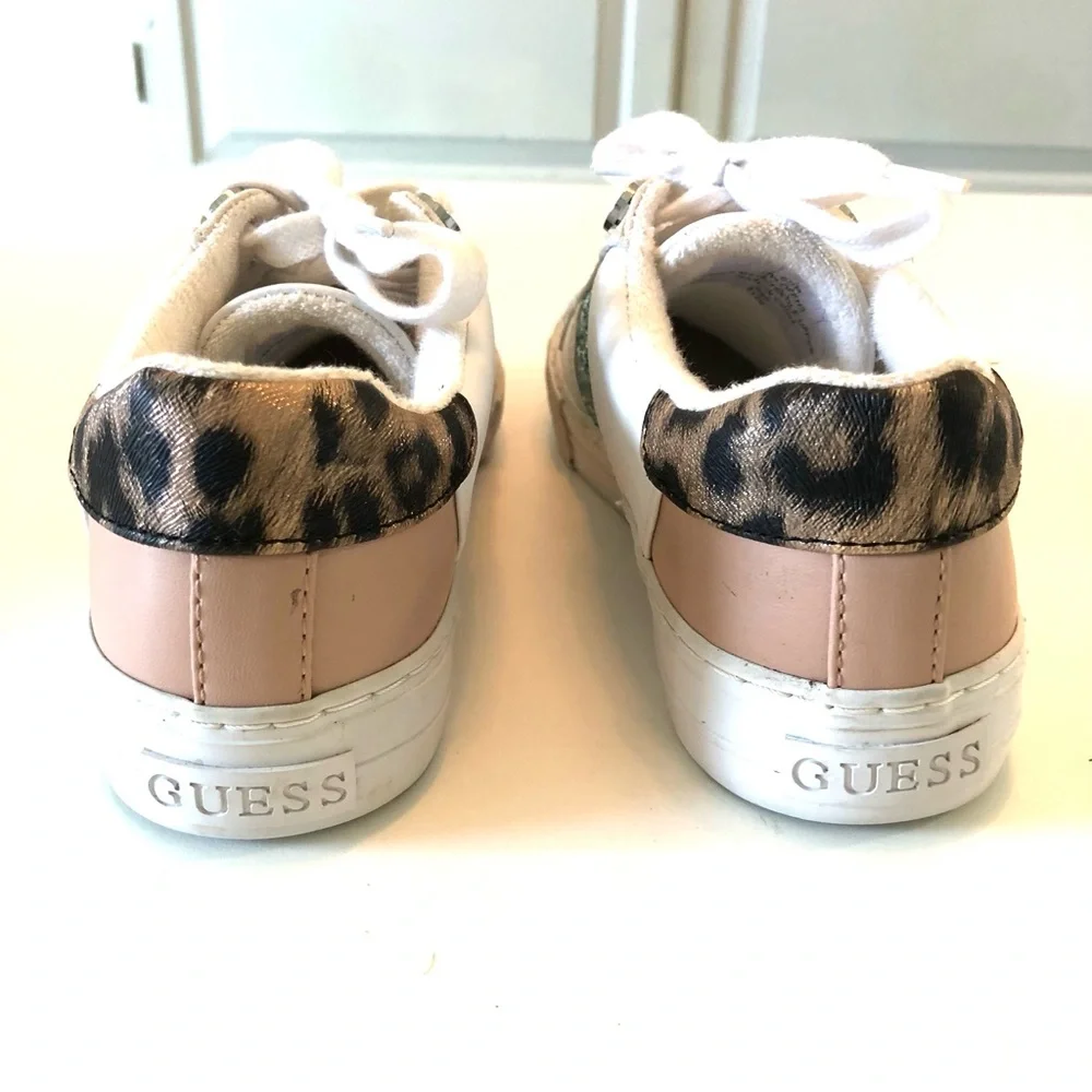 Guess Loven Low Profile Sneaker White Ocean Leopard Women’s 6.5 Animal Print